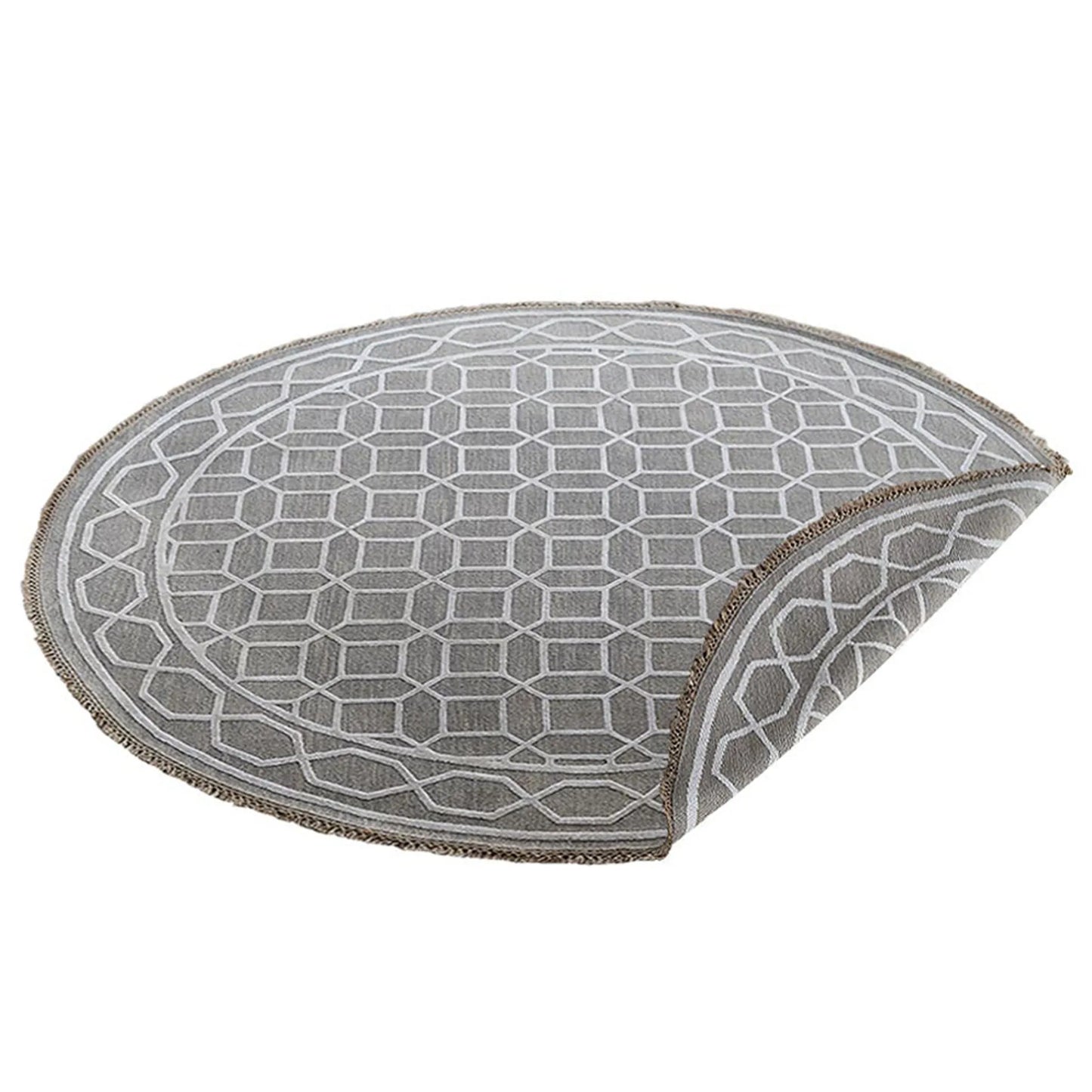 Hand Knotted Round Silk & Wool Rug