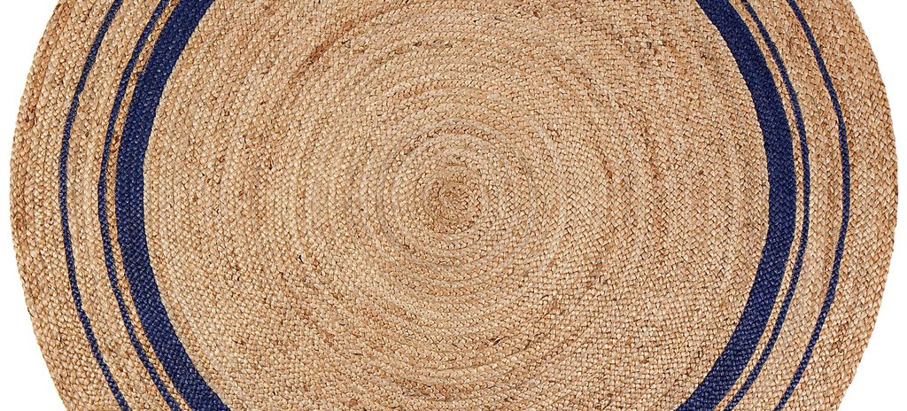 Kerala Azure Round Hand Braided Jute Rug pattern detail