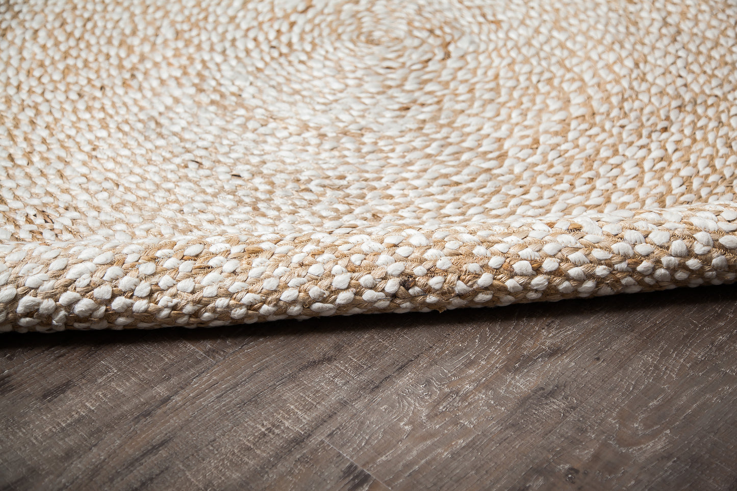 Speckled Round Hand Braided Jute Blend Rug backing