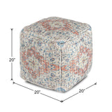 Passage To Bangkok Beige & Red Square Pouf - comfortable ottoman 