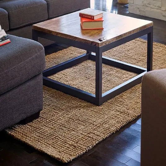 Andes jute rug under accent table
