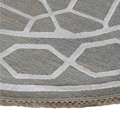 Hand Knotted Round Silk &  Wool Rug