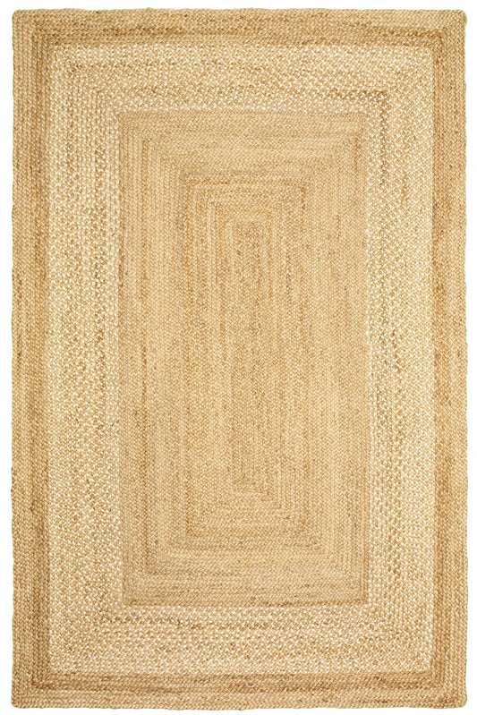 Classic Tan Bordered Jute Rug - 7'9" x 9'9"