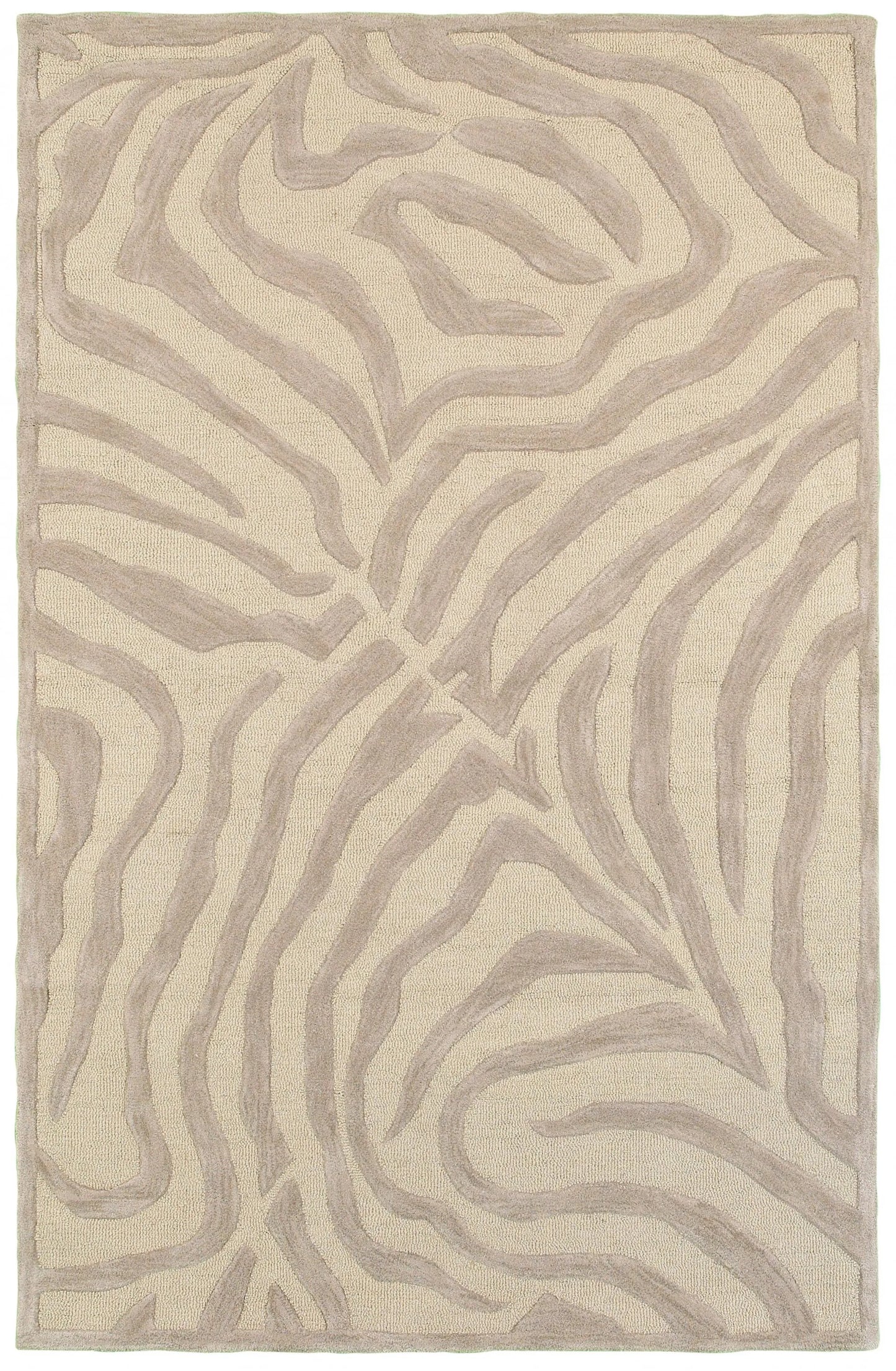 Taupe Zebra Hand Tufted Wool Rug - 7'9" x 9'9"