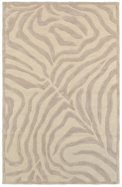 Taupe Zebra Hand Tufted Wool Rug - 7'9" x 9'9"