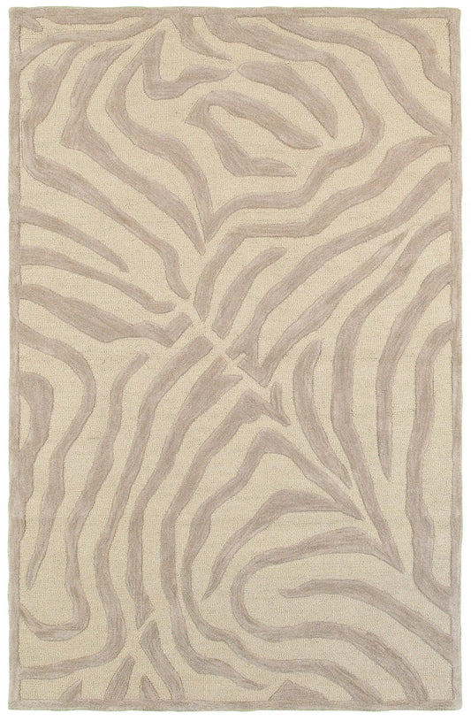 Taupe Zebra Hand Tufted Wool Rug - 7'9" x 9'9"