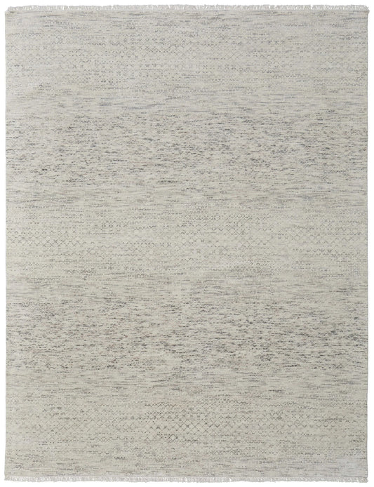Ivory and Gray Wool Hand Knotted Rug - 7'9" x 9'9" - Only 2 left