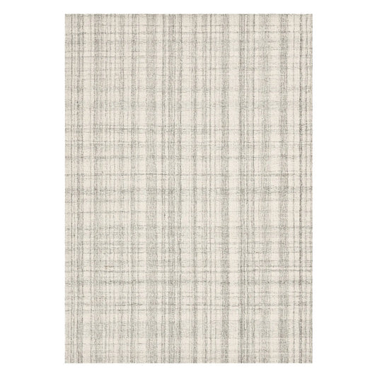 Ivory & Gray Plaid Wool Hand Tufted Rug - 7'6 " x 9'6" - Only 1 Left