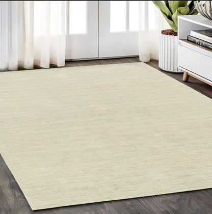 Beige Wool Hand Tufted Area Rug - 5' x 8'