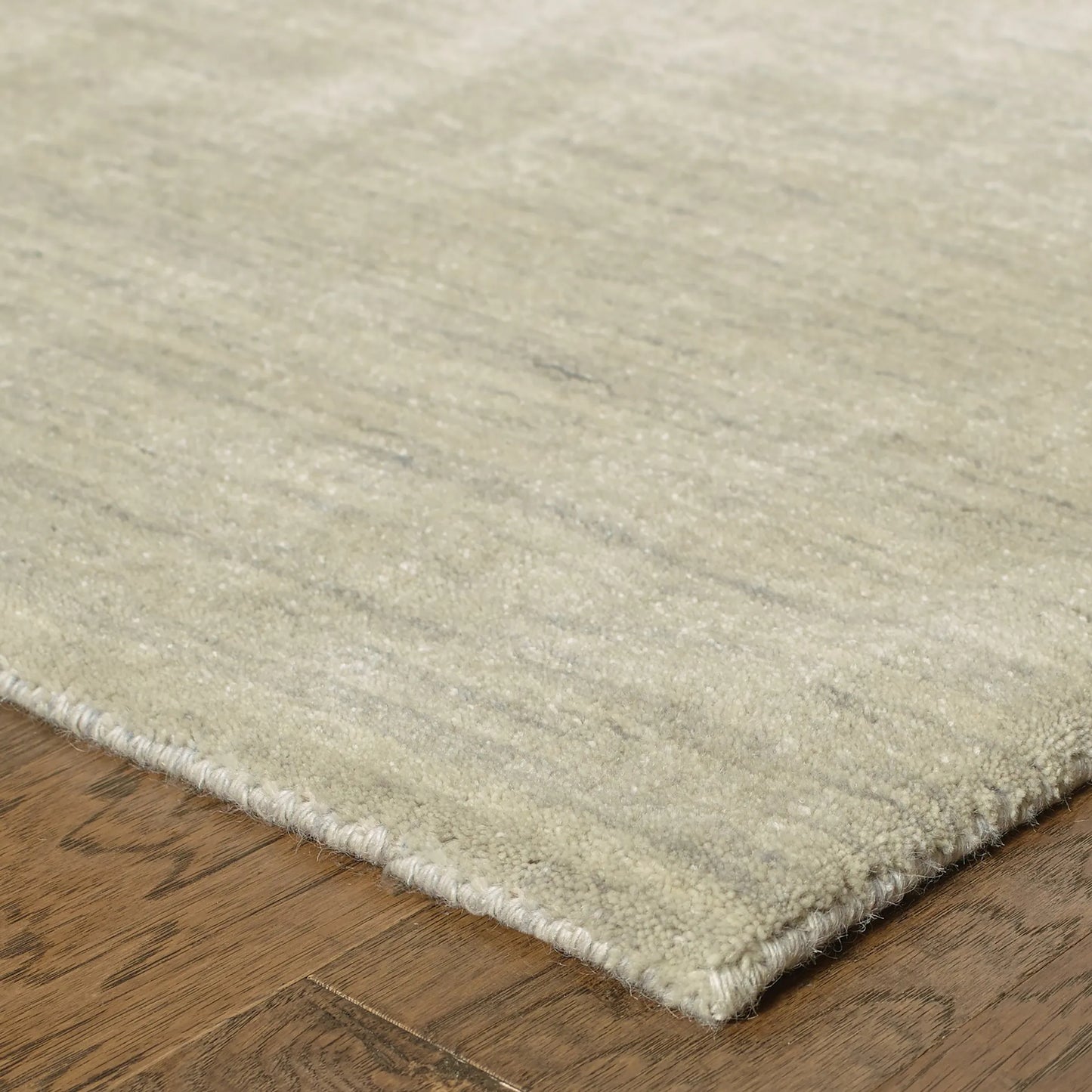 Beige Wool Hand Tufted Area Rug - 5' x 8'