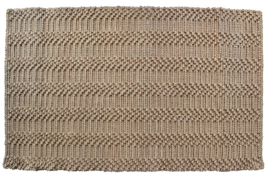 Beige & Brown Hand Woven Jute Rug - 5' x 7'