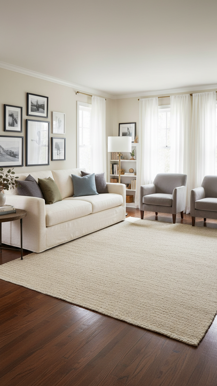 Beige Wool Hand Tufted Area Rug - 5' x 8'