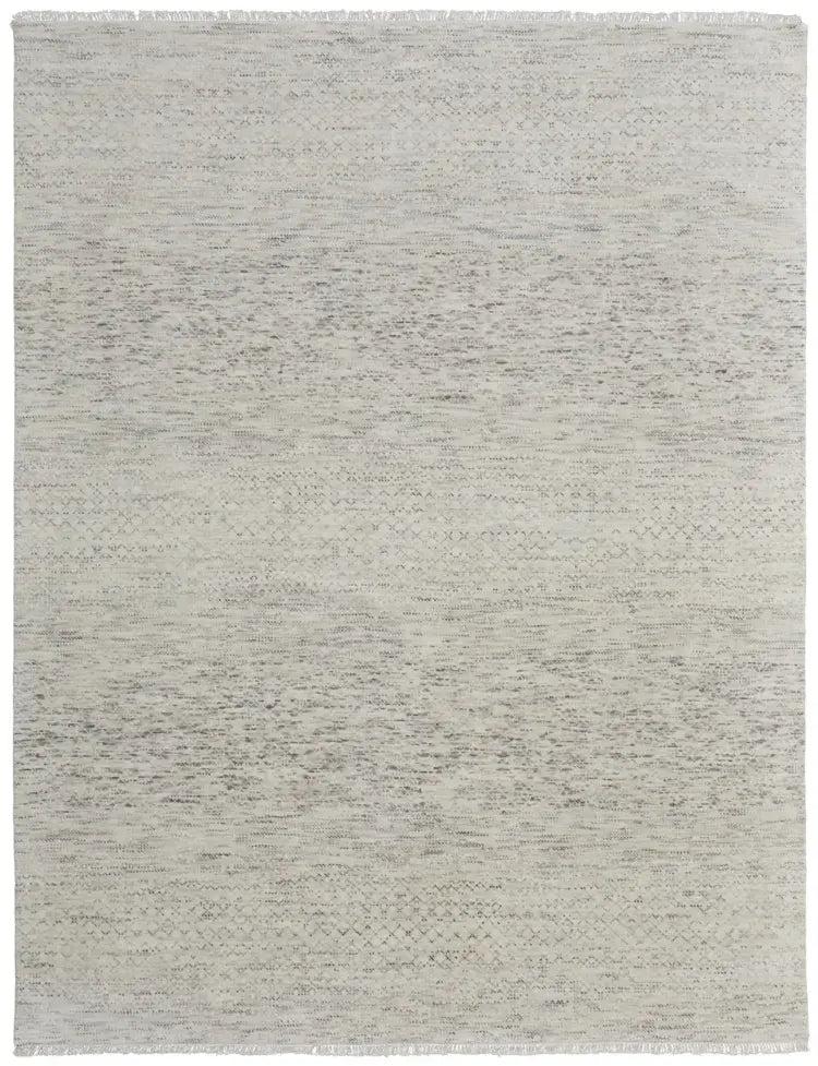 Ivory & Gray Hand Knotted Wool Rug - 8' x 10'