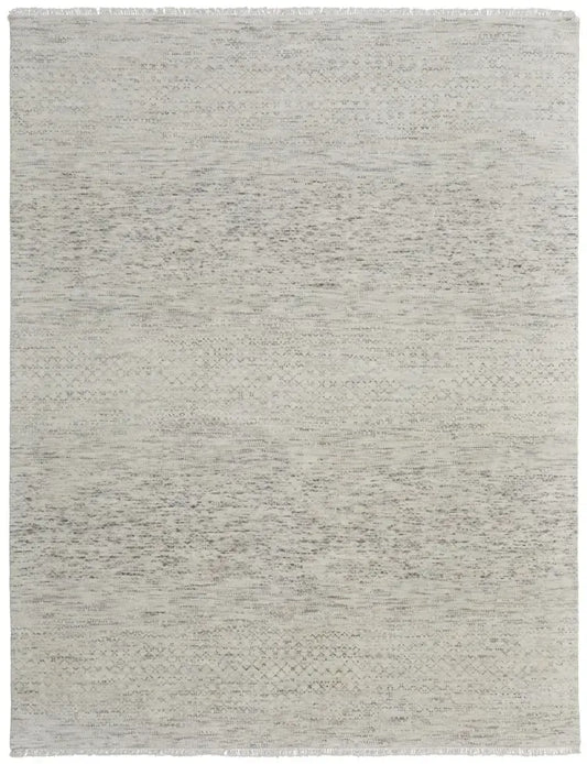 Ivory & Gray Hand Knotted Wool Rug - 7'9" x 9'9"