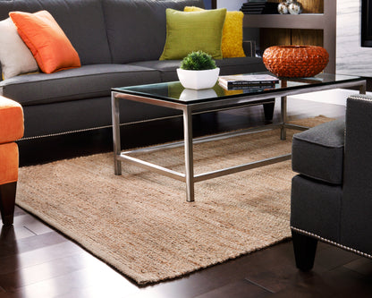 Portland Jute area rug under coffee table