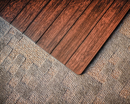 Walnut Standard Bamboo Chair Mat No Lip corner detail
