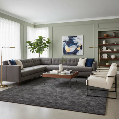 Black Hand Woven Wool Rug - 8' x 11'