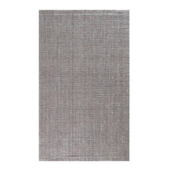 Rectangular gray jute  rug on a white background