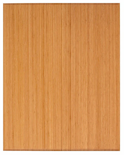 A rectangular light bamboo chair mat with grain texture with vertical streaks, centered on a white background.