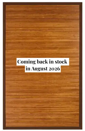 Wooden panel with text 'Coming back in stock in August 2026' on a white background