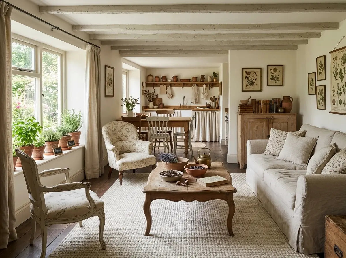 Cozy living room with a couch, chairs, and a coffee table in a home setting.