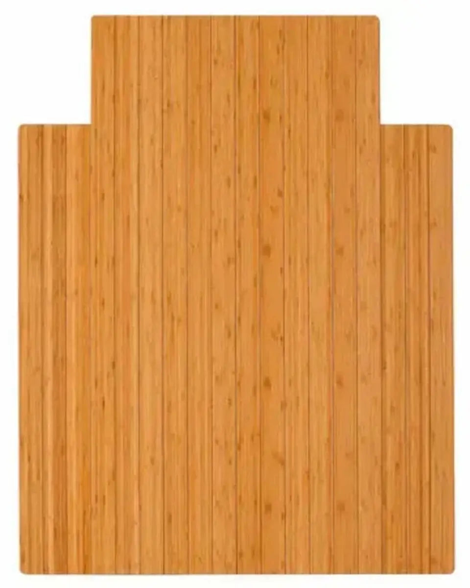 A rectangular bamboo chair mat with a stepped, tiered design, shown against a plain white background.