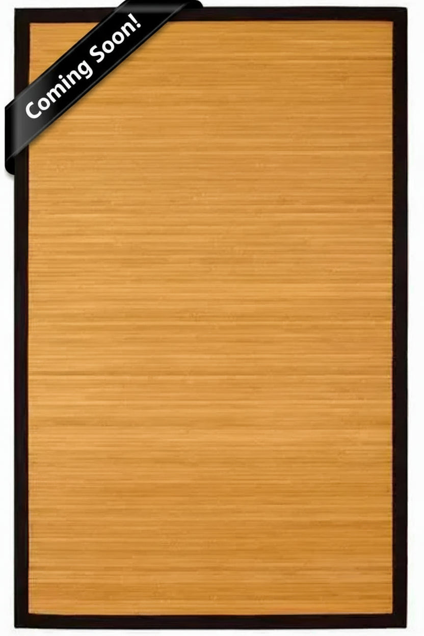 Rectangular bamboo area rug with a dark border