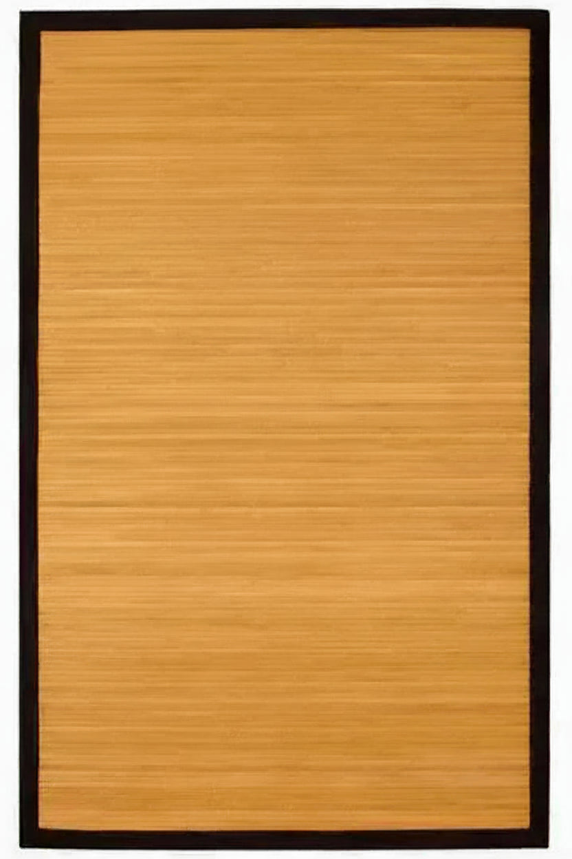 Rectangular bamboo area rug with a dark border