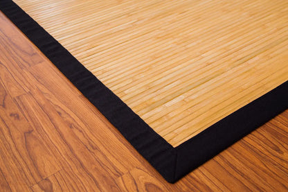 bamboo rug corner with a black border