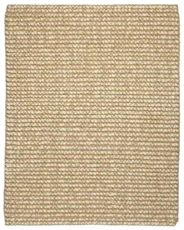 Beige woven rug on a plain background