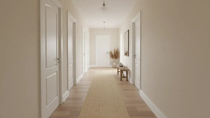 hallway with natural woven runner rug