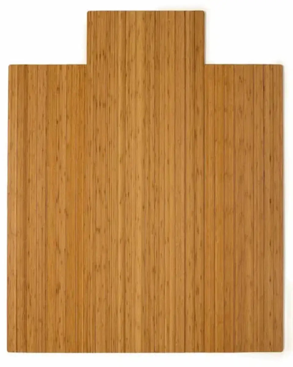 A rectangular bamboo chair mat from a top-down view on a white background.