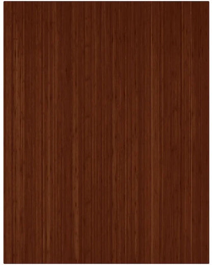 A cherry colored, rectangular bamboo chair mat
