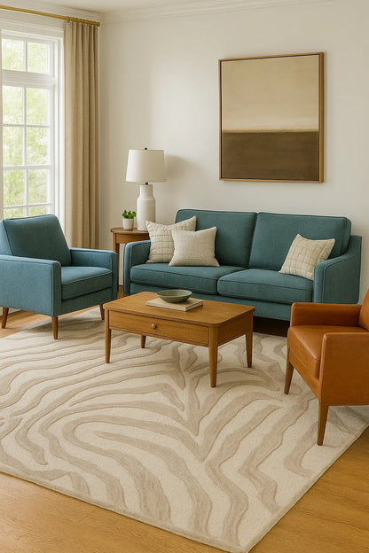 Taupe Zebra Hand Tufted Wool Rug - 8' x 10'