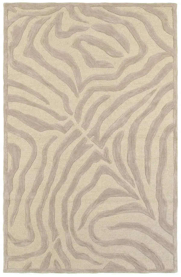 Taupe Zebra Hand Tufted Wool Rug - 8' x 10'