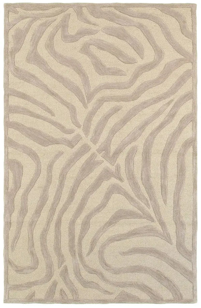 Taupe Zebra Hand Tufted Wool Rug - 8' x 10'