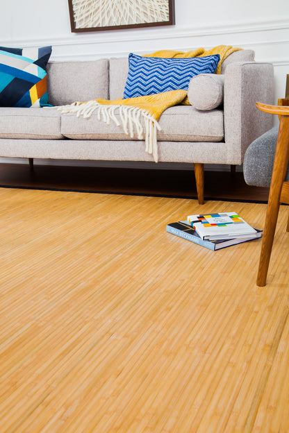  Desert Sand Moso Bamboo Rug in living room close up