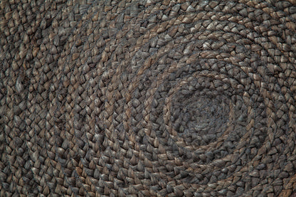 Kerala Dark Gray Round Handloom Woven Jute Rug weave detail