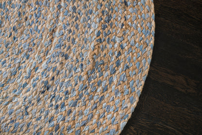 Kerala Hand Braided Denim & Jute Round Rug
