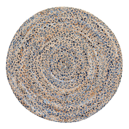 Kerala Hand Braided Denim & Jute Round Rug