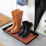 Metal Boot Tray with Red & Tan Coir Insert - 24.5" x 14" x 1.5"