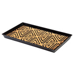 Metal Boot Tray with Black & Tan Tribal Coir Insert Sideview