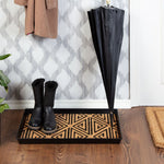 Metal Boot Tray with Black & Tan Tribal Coir Insert Frontview