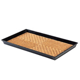 Metal Boot Tray with Rectangle Embossed Tan Coir Insert - 24.5″ × 14″ × 1.5″