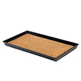 Metal Boot Tray with Tan Rectangle Embossed Coir Insert