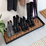 Metal Boot Tray with Brown & Tan Coir Insert
