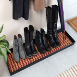 Metal Boot Tray with Red & Tan Coir Insert  - 46.5" x 14" x 1.5"