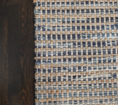 Bell Bottom Blues Cotton Rug Edge Detail