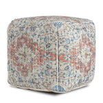 Passage To Bangkok Beige & Red Square Pouf