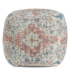 Passage To Bangkok Beige & Red Square Pouf - Shape: Square